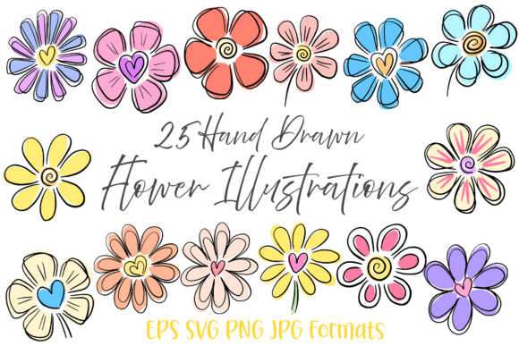 25 Heart Doodle Hand Drawn Flowers Flora: A Creative Asset Review