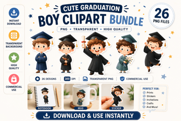 26 Cute Watercolor Graduate Boy Clipart for Creative Projects