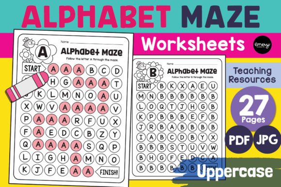 Alphabet Maze Worksheets: Uppercase A-Z for Engaging Learning