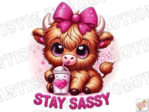 Baby Highland Cow Png: Sassy Girly Png