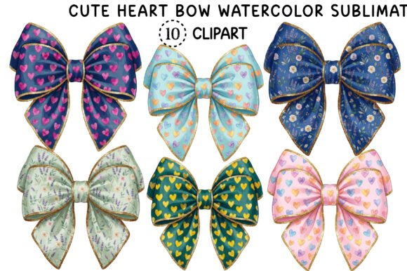 Bring Whimsical Charm to Projects with Cute Heart Bow Watercolor Sublimation