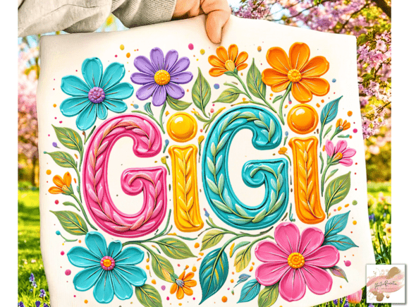Brushstroke Grandma Png: Floral Gigi Png Design