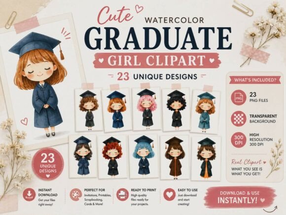 Celebrate the Class of 2026 with 23 Adorable Graduate Clipart Designs