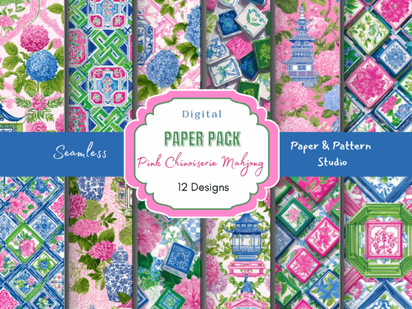 Elevate Your Projects with Pink Chinoiserie Mahjong Prints