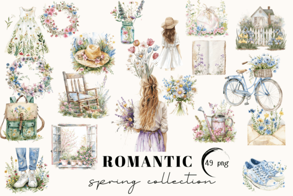 Embrace Spring with Cottagecore Watercolor Clipart