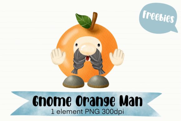 Enchant Your Designs with Orange Gnome Watercolor Clipart