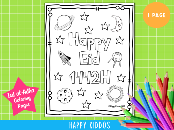 Happy Eid Coloring Pages Freebies: A Creative Design Asset
