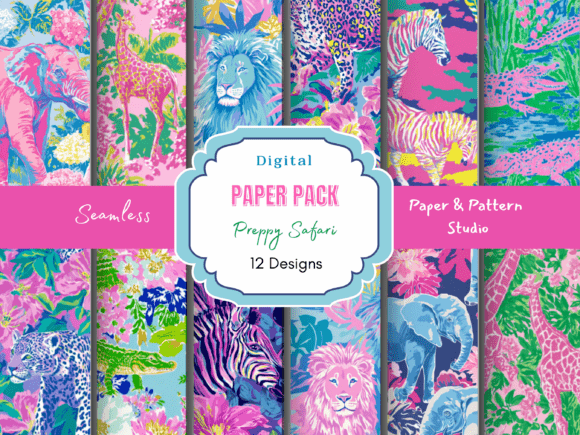 Infuse Vibrant Resort Energy with Preppy Safari Seamless Patterns