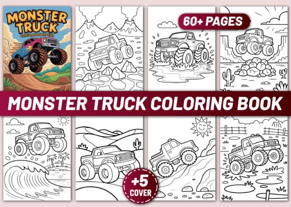 Monster Truck Coloring Book for Kids: A Design Asset