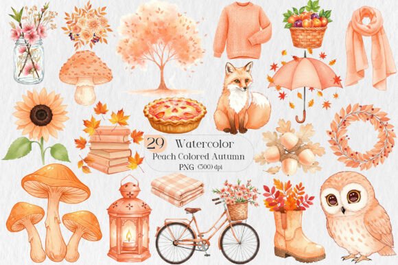 Peach Colored Autumn Clipart: Enhance Your Seasonal Designs