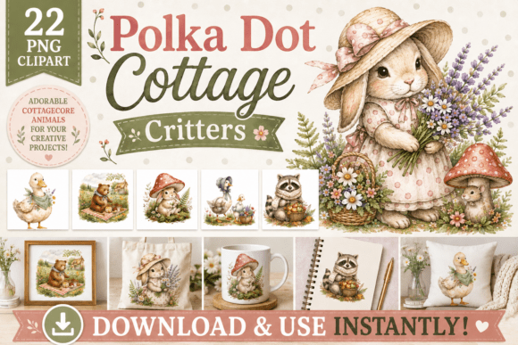 Polka Dot Cottage Critters Clipart: Whimsy for Every Project