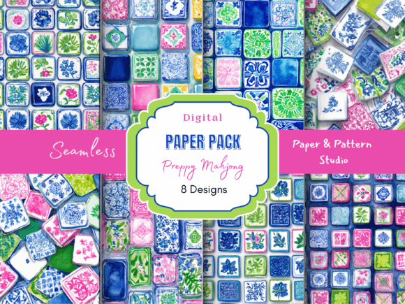 Preppy Mahjong Seamless Paper: A Vibrant Design Asset