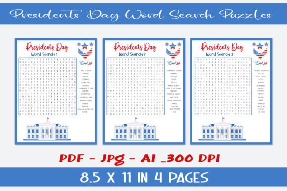 Presidents' Day Word Search Puzzles for Creative Projects