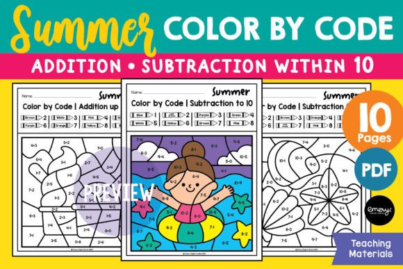 Summer Color by Code: Math Fact Fluency Made Fun