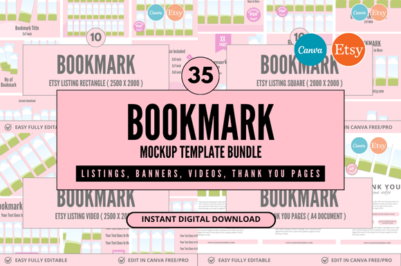 Transform Your Etsy Listings: 35 Canva Bookmark Mockups