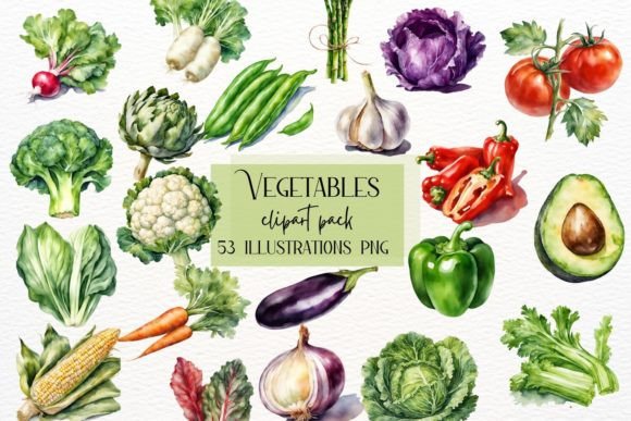 Watercolor Vegetables Farm Clipart: A Fresh Take on Organic Design