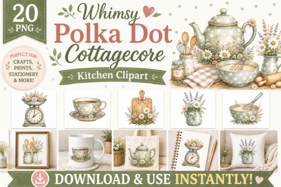 Whimsy Polka Dot Cottagecore Kitchen: Cozy Charm for Your Creative Projects