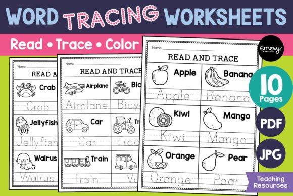 Word Tracing Worksheets: Read and Trace for Early Learners